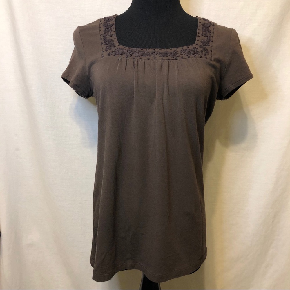 Saks Fifth Avenue Brown Square Neck Blouse Size M